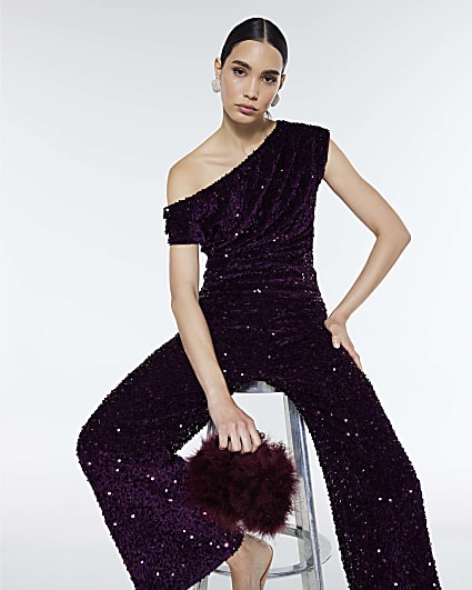 Red Velvet Sleeveless Sequin Drape Top