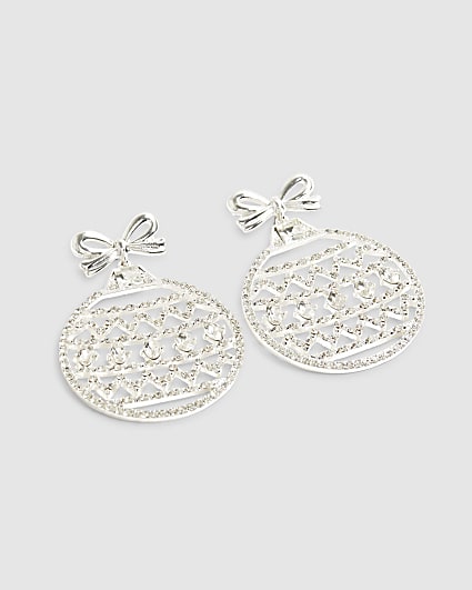 Silver Bauble Drop Earrings
