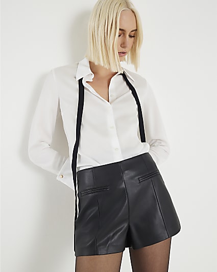 Black Faux Leather Shorts