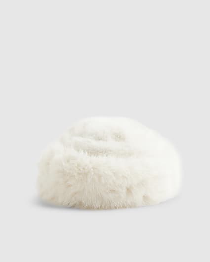 Cream Faux Fur Bucket Hat