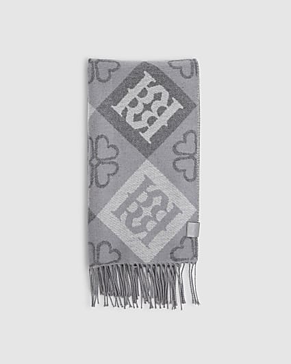 Grey Tile Monogram Print Scarf