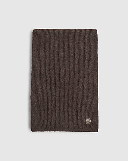 Brown Brushed Knitted Scarf