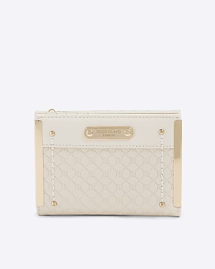 Cream RI Monogram Foldout Purse
