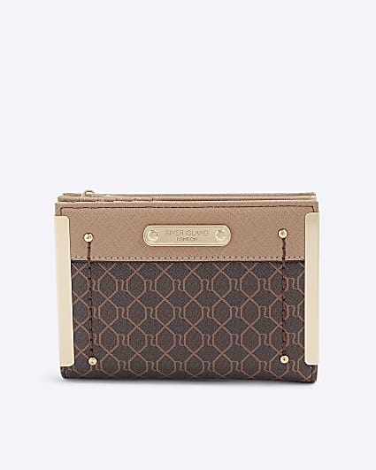Brown RI Monogram Foldout Purse