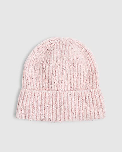 Pink Sequin Beanie Hat