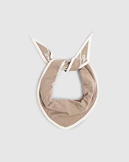 Beige Monogram Border Triangle Scarf