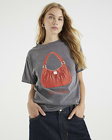 Grey Glitter Milano Bag T-Shirt