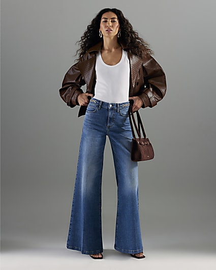 Blue Palazzo Wide Leg Jeans
