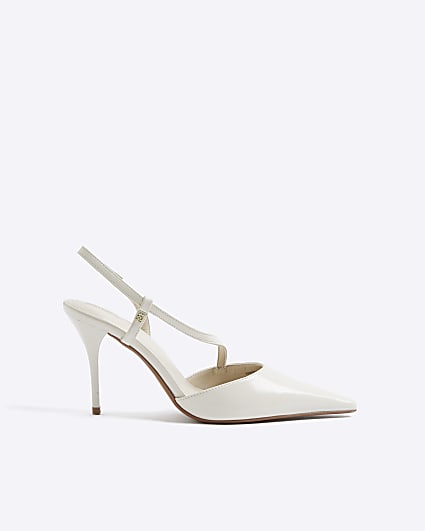 Cream Strapped Court Heeled Shoes