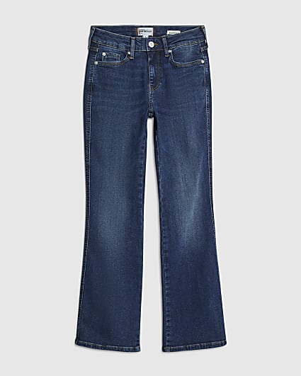 Petite Blue Mid Rise Flared Jeans