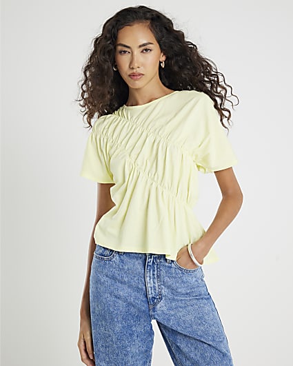 Lime Short Sleeve Ruched Front T-shirt