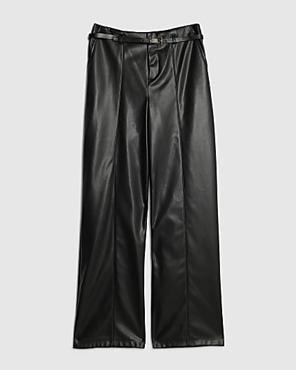 Petite Black Belted Wide Leg Trousers