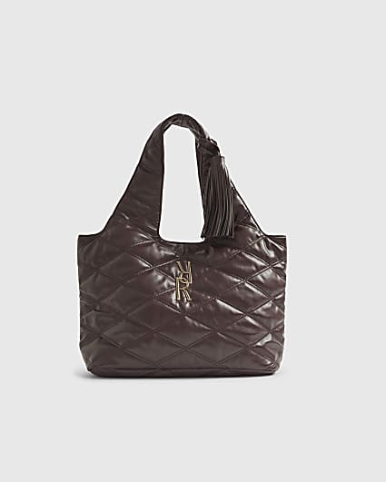 Red Oversized Quilted RR Shoulder Bag