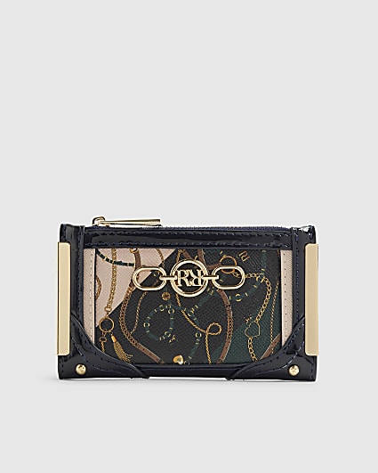 Navy Chain Print Snaffle Mini Cardholder