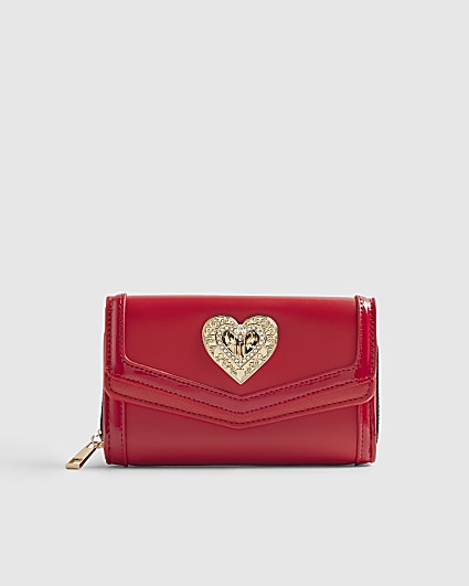 Red Heart Detail Panelled Purse