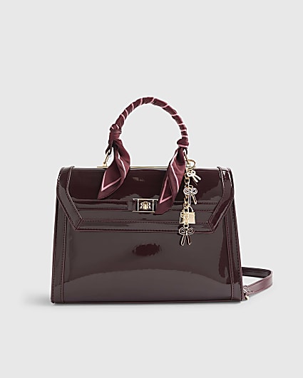Red Patent Charm Tote Bag