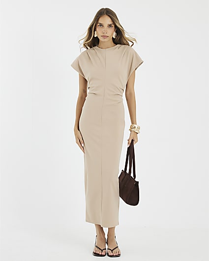 Stone Short Sleeve Midi Dress