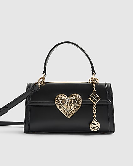 Black Heart Lock Cross Body Bag