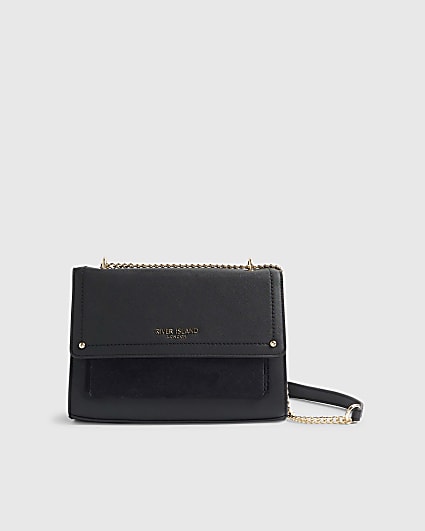 Black Monogram Pocket Front Shoulder Bag