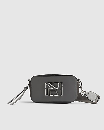 Grey Branded Cross Body Bag