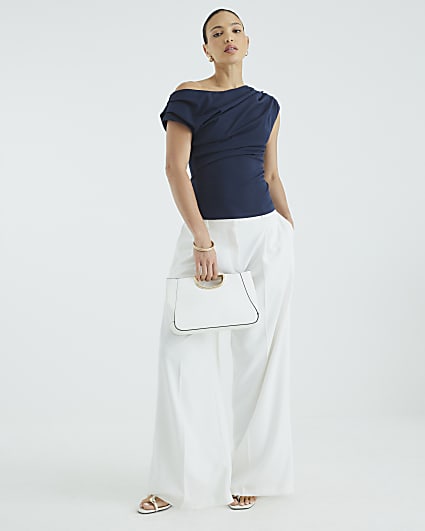 Navy Drape Scuba Top