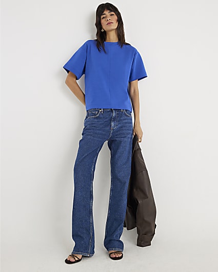 Blue Short Sleeve Boxy T-shirt