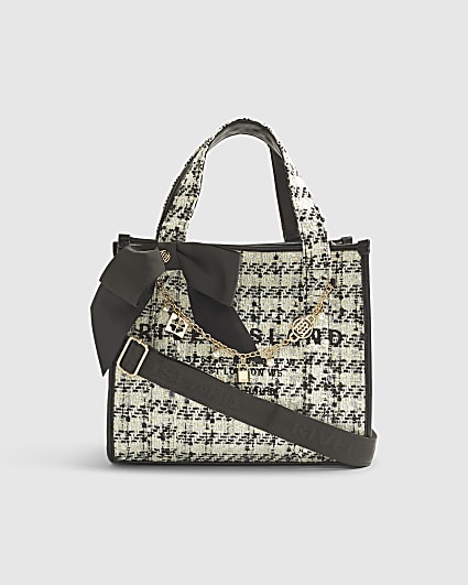 Cream Boucle Embroidered Tote Bag