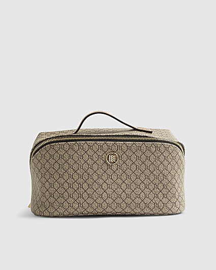 Beige Monogram Charm Make Up Bag