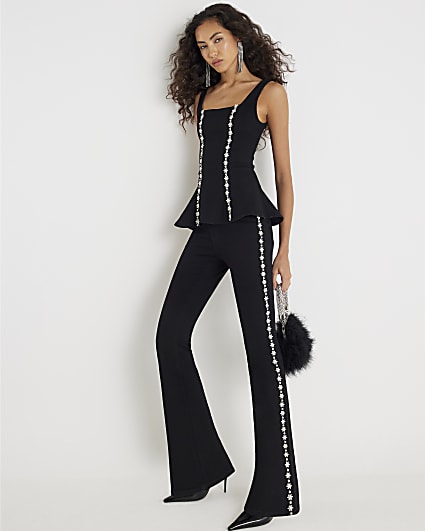 Black Bootcut Embellished Jeans
