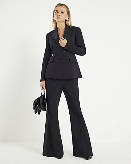 Petite Black Tux Straight Leg Trousers