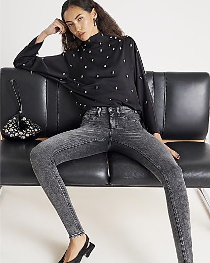 Black Mid Rise Sculpt Skinny Jeans
