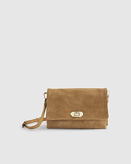 Brown Suede Cross Body Bag