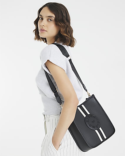 Black Stripe Logo Messenger Bag