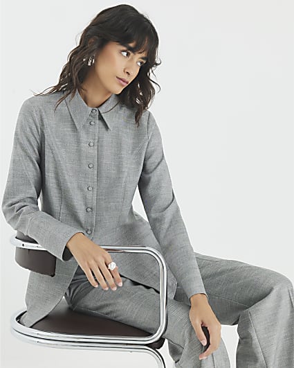Grey Tailored Longline Shirt