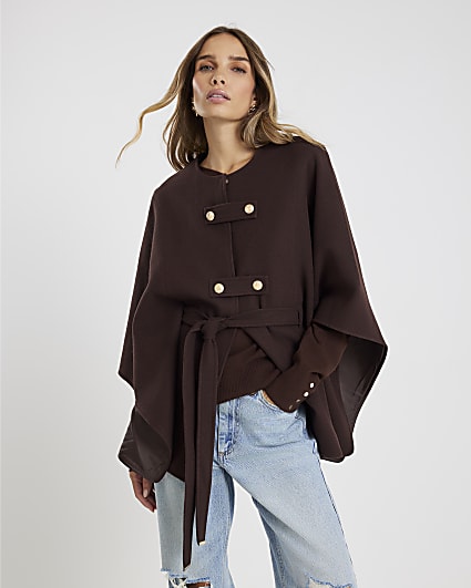 Brown Belted Cape