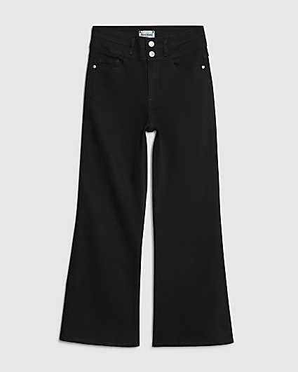 Petite Black High Rise Relaxed Flare Jeans