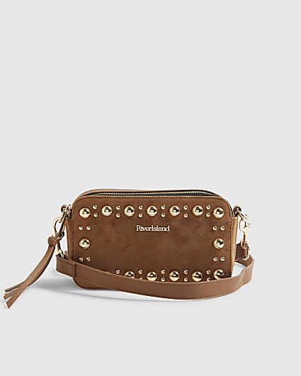 Brown Studded Cross body Bag
