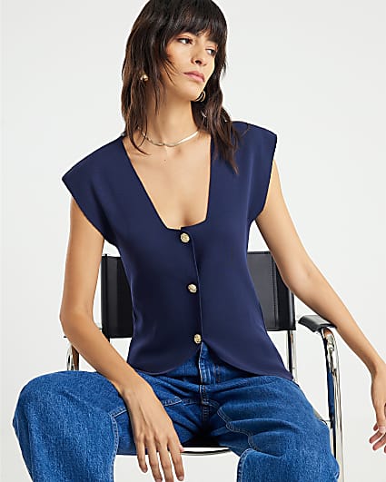 Navy Knitted waistcoat