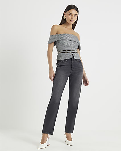 Grey Cowl Neck Corset Top