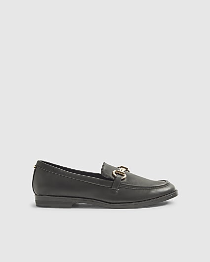 Black Snaffle Trim Loafers