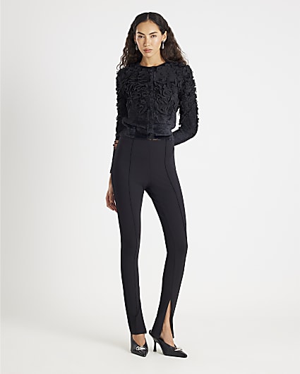 Black 3D Chiffon Cardigan