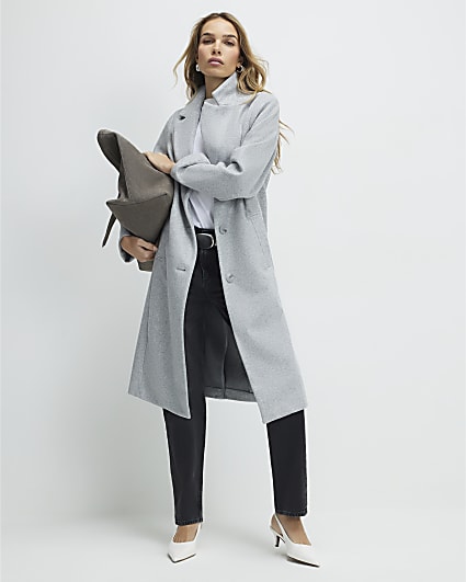 Grey Single Breasted Coat