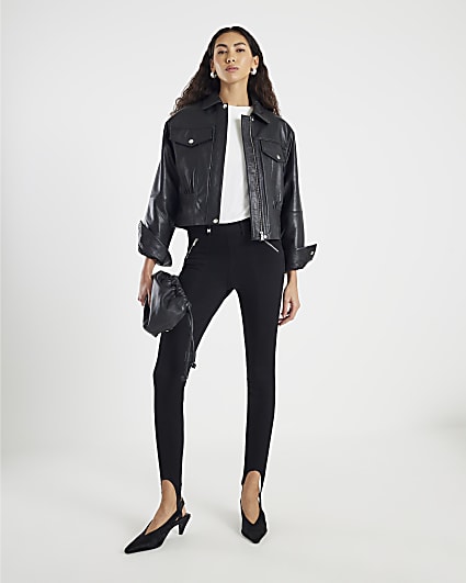 Black High Rise Skinny Stirrup Jeans
