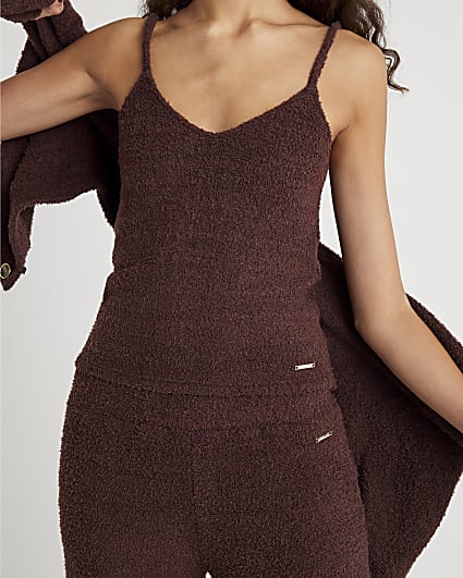 Brown Fluffy Cami Top