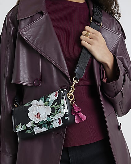 Black Floral Cross body Bag