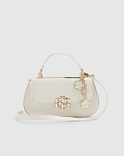 Cream Small Snake Branded Tote Bag