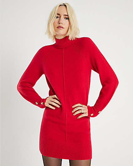 Red Cosy Jumper Dress