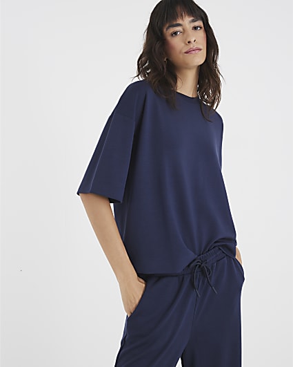 Navy Premium Short Sleeve Boxy T-shirt
