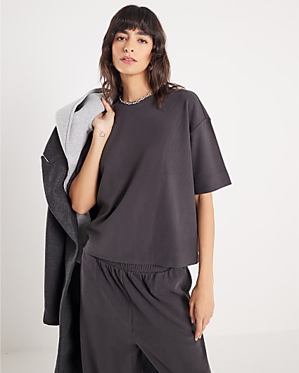 Grey Short Sleeve Boxy T-shirt