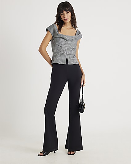 Black Sleeveless Cowl Neck Hybrid Jumpsuit